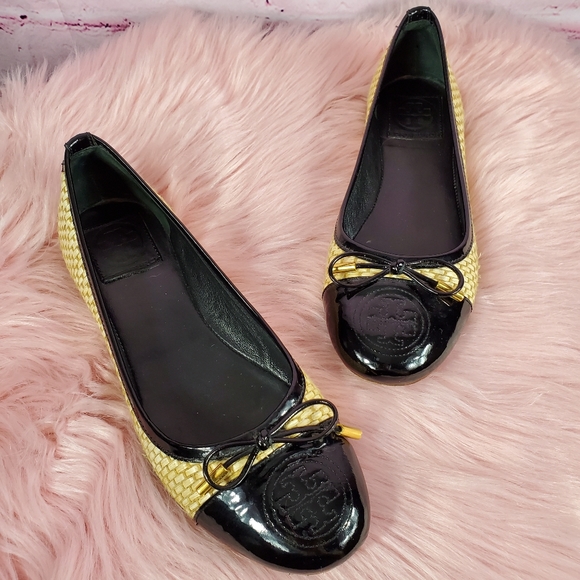 tory burch woven cap toe flat